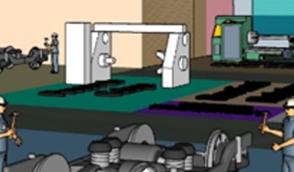 Simulation 3D d'un atelier de révision de bogies